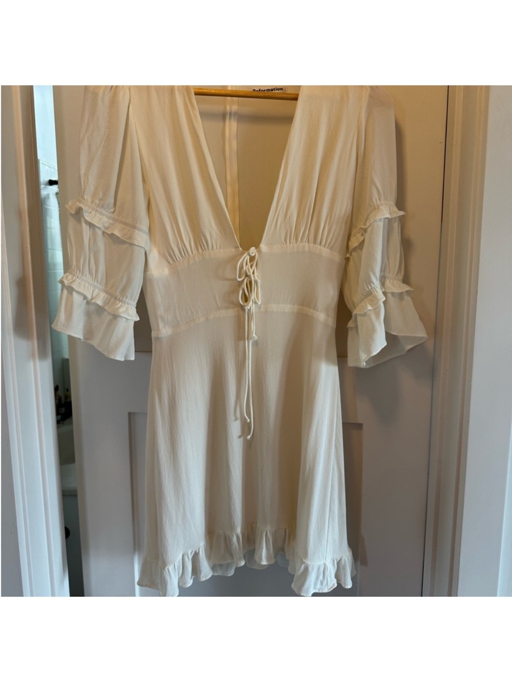 Reformation Lorelei Dress Sz 6 White - Picture 6 of 9